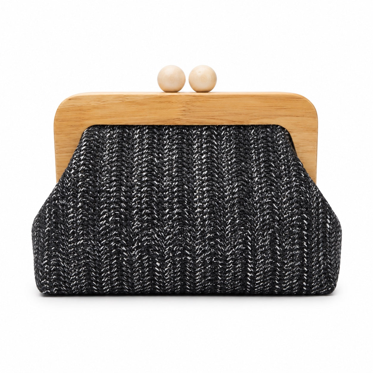 Kefalonia - Straw Clutch in black, front view