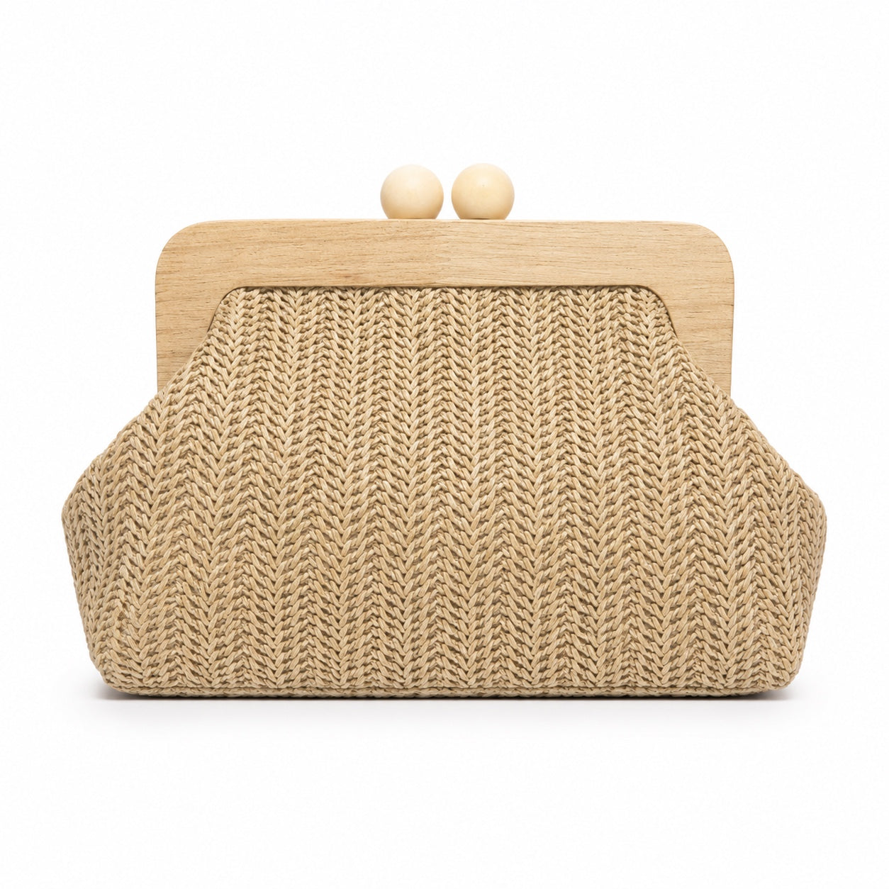 Kefalonia - Straw Clutch in Khaki, front view