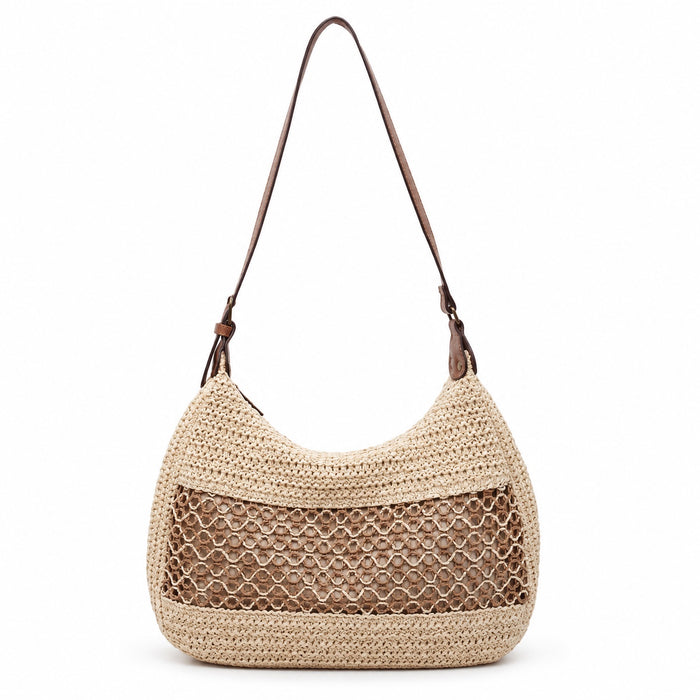 Korcula - Rattan Crossbody Bag, front view on white background