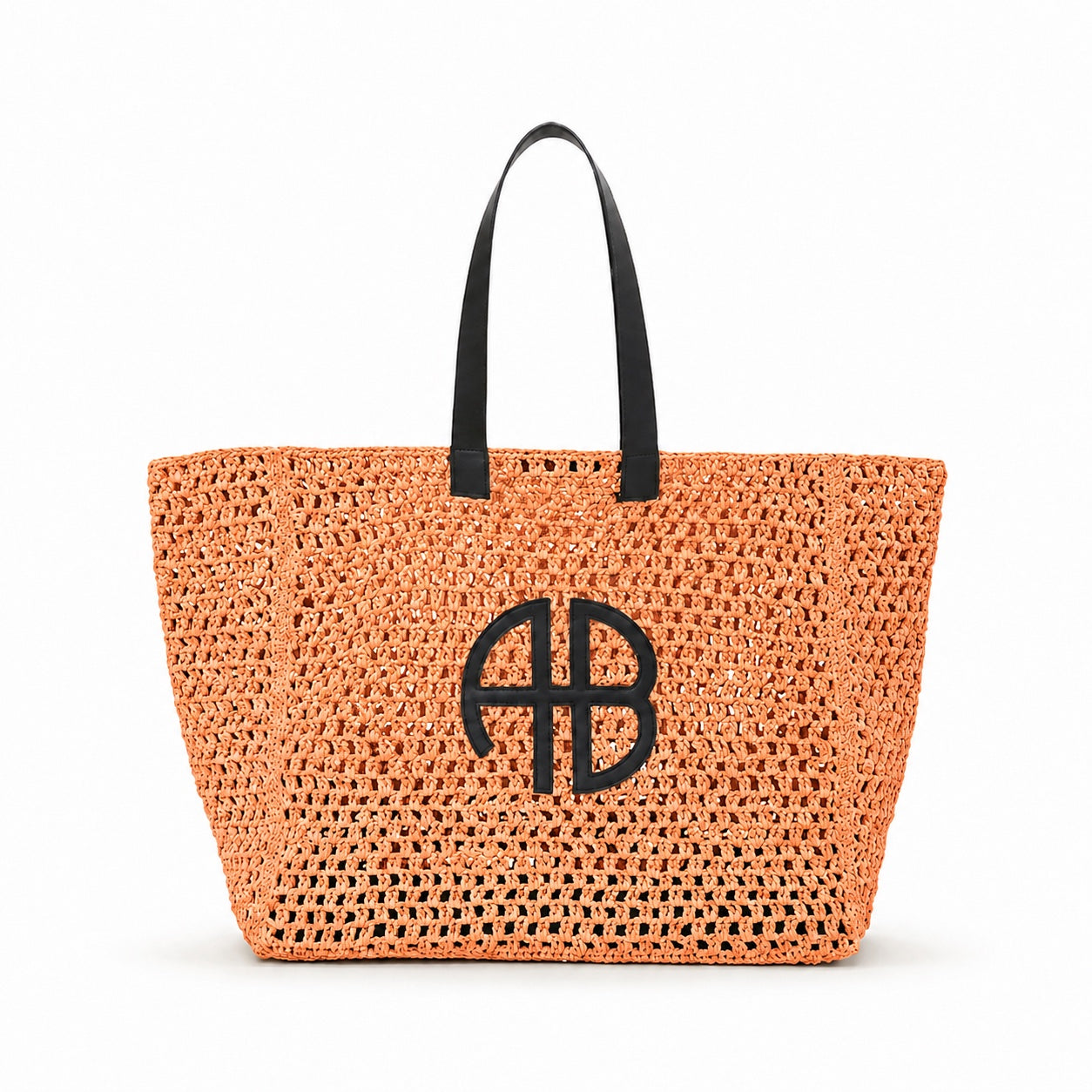 Kotor - Straw Tote Bag in APRICOT, front view