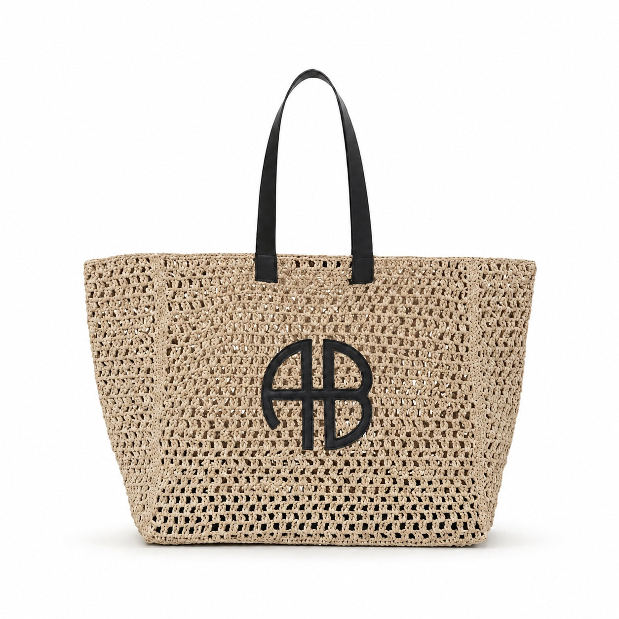 Kotor - Straw Tote Bag in Stripes, front view