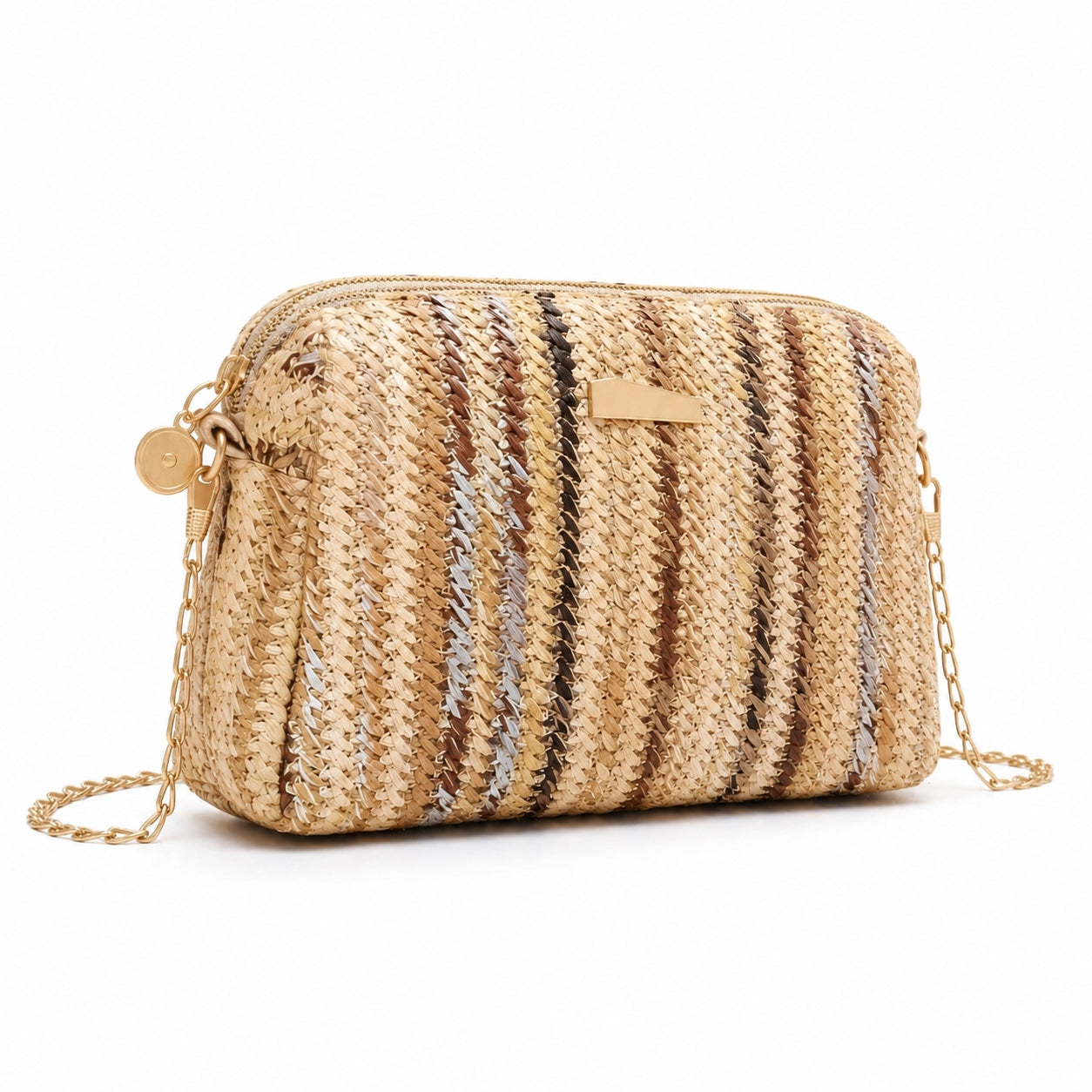 Lagos - Rattan Crossbody Bag, three-quarter front view