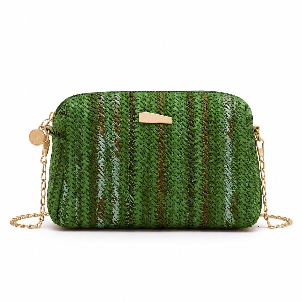 Lagos - Rattan Crossbody Bag in Army Green, front view