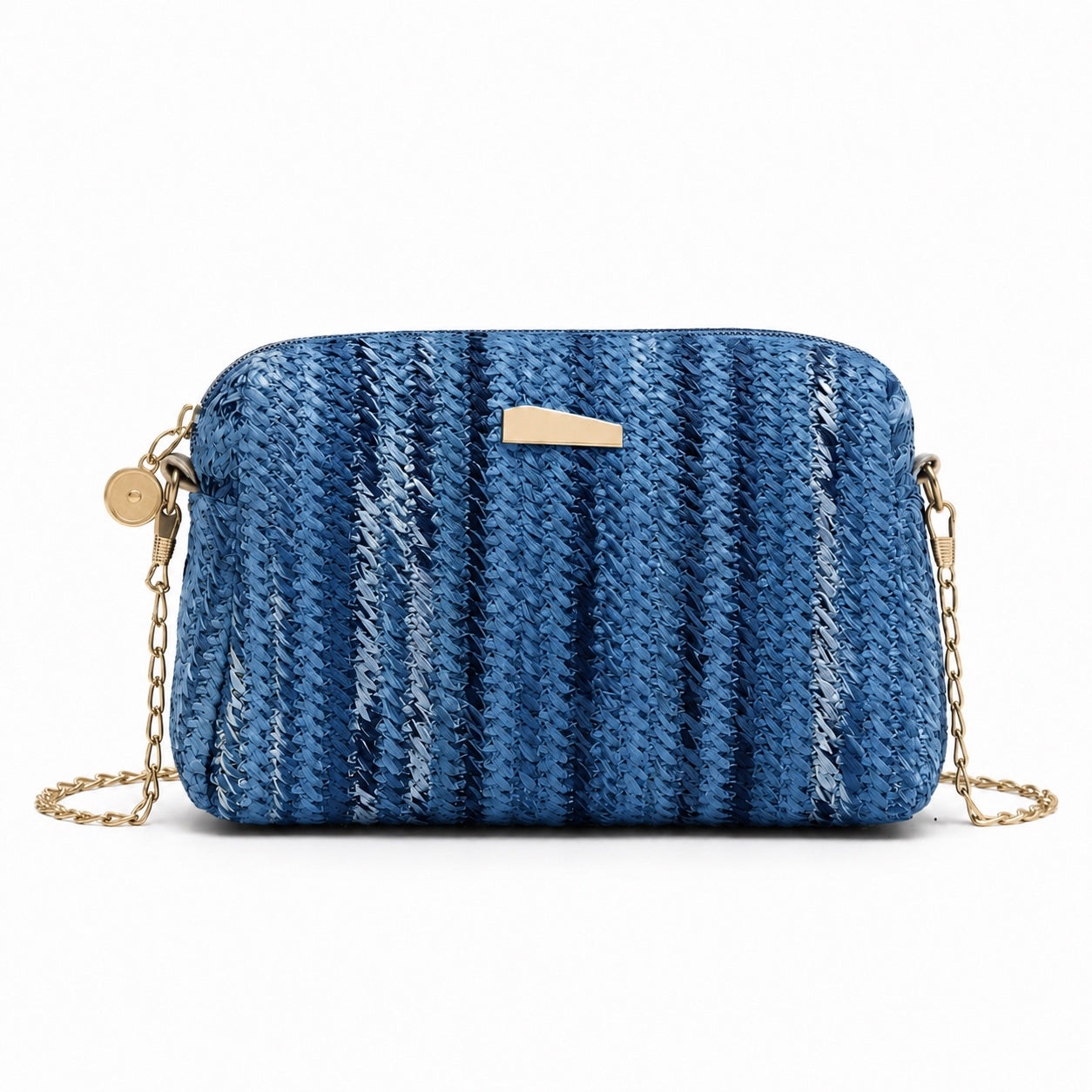 Lagos - Rattan Crossbody Bag in Blue, front view