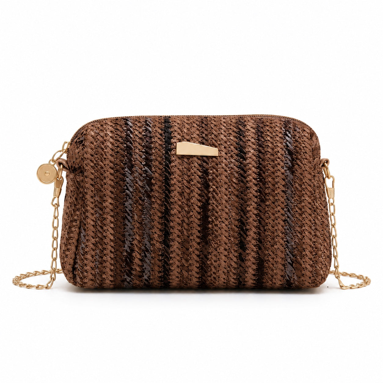 Lagos - Rattan Crossbody Bag in Light Brown, front view