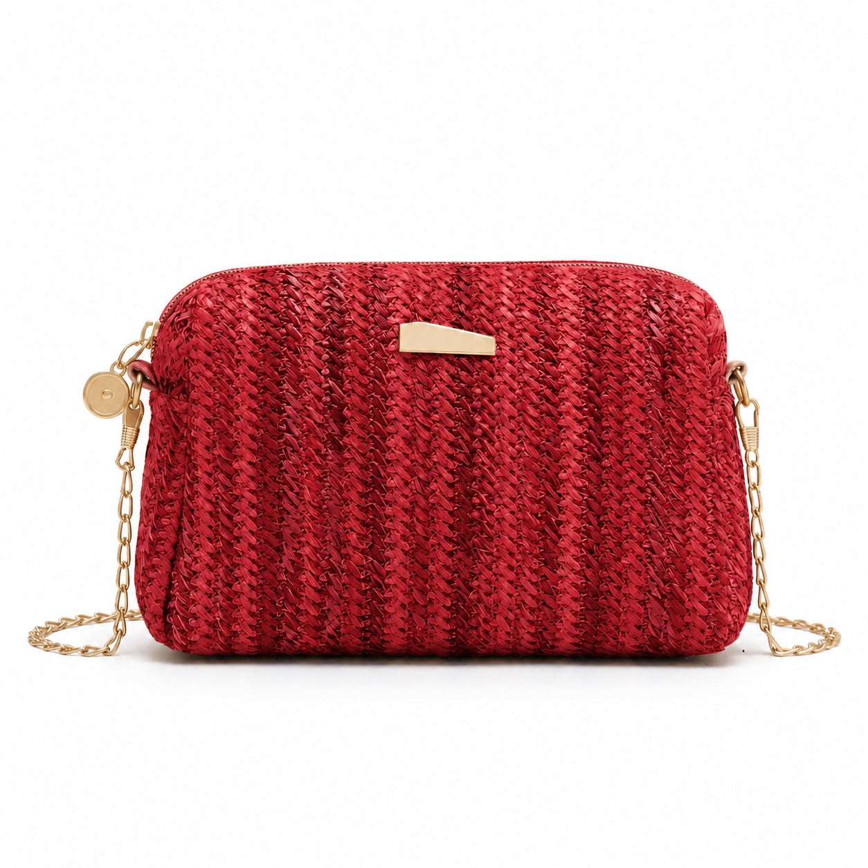 Lagos - Rattan Crossbody Bag in Read, front view