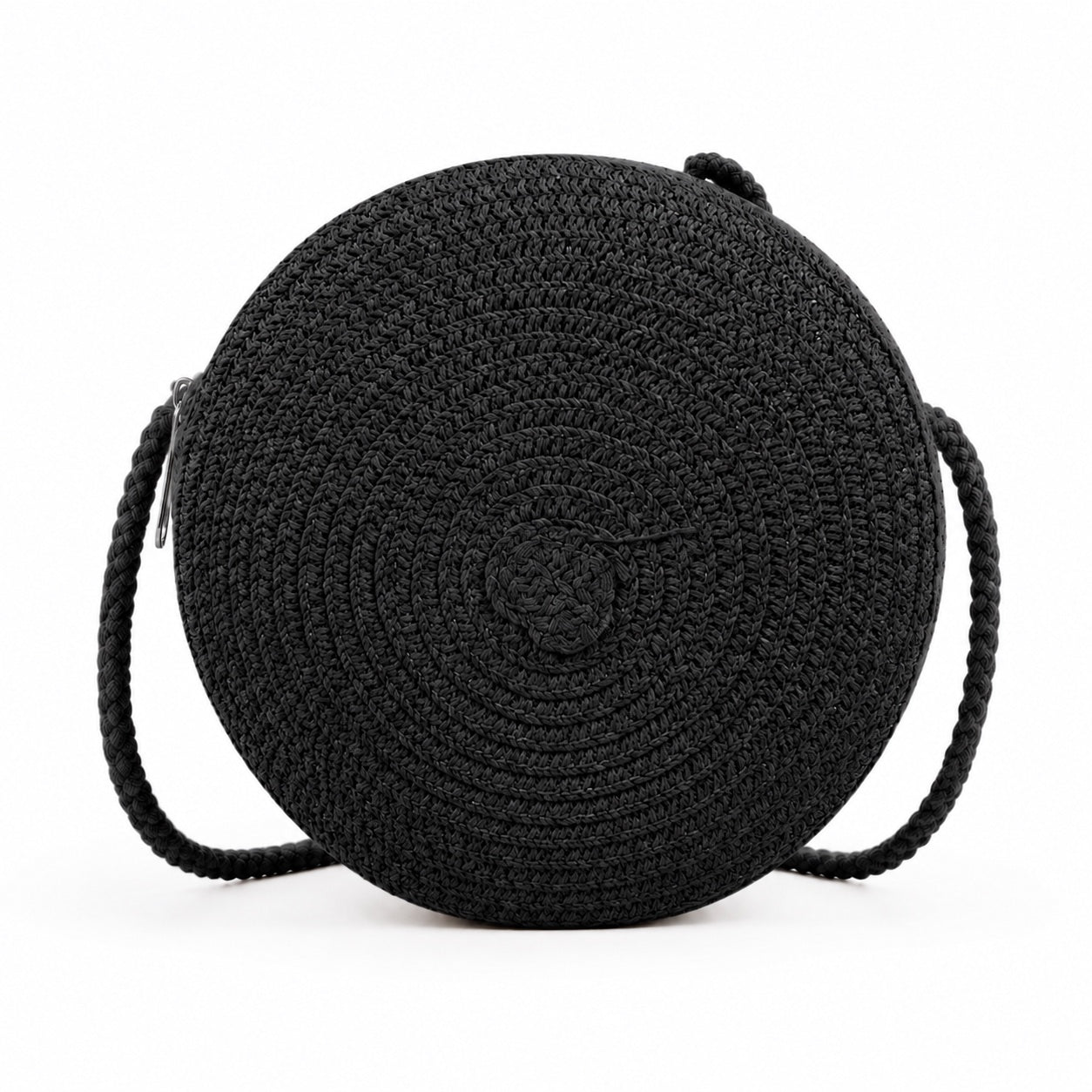 Laigueglia - Rattan Crossbody Bag in black, front view