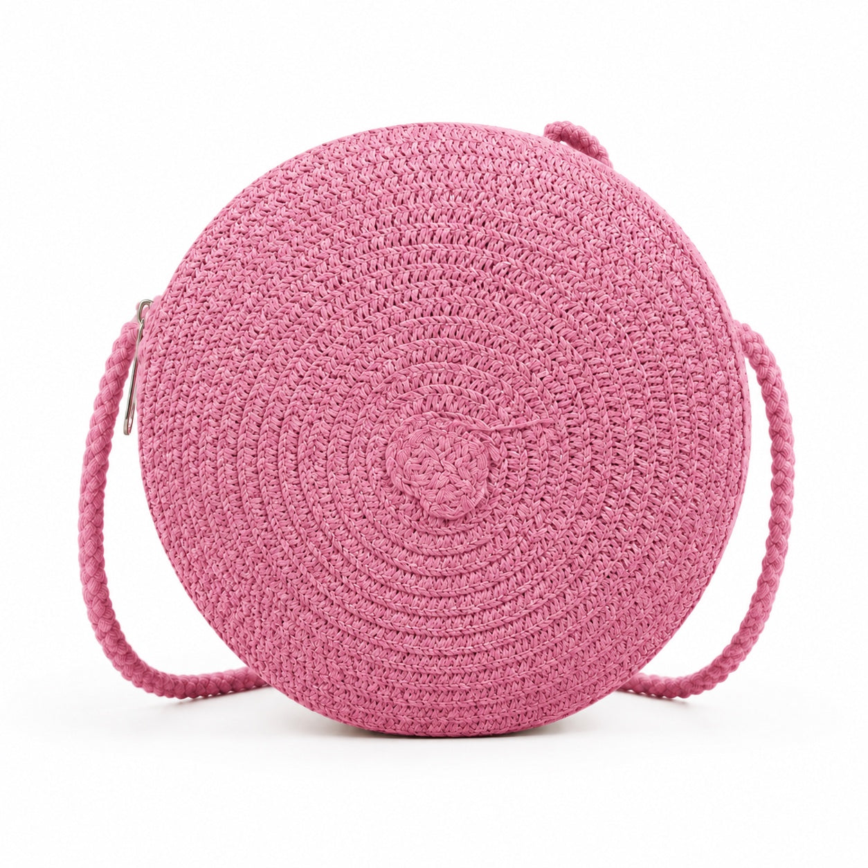 Laigueglia - Rattan Crossbody Bag in hotpink, front view