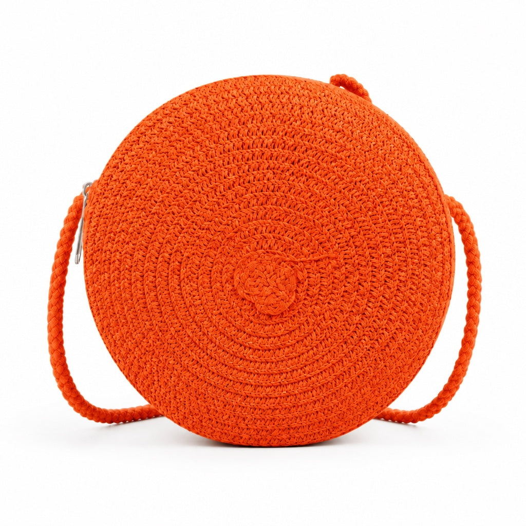 Laigueglia - Rattan Crossbody Bag in orange, front view