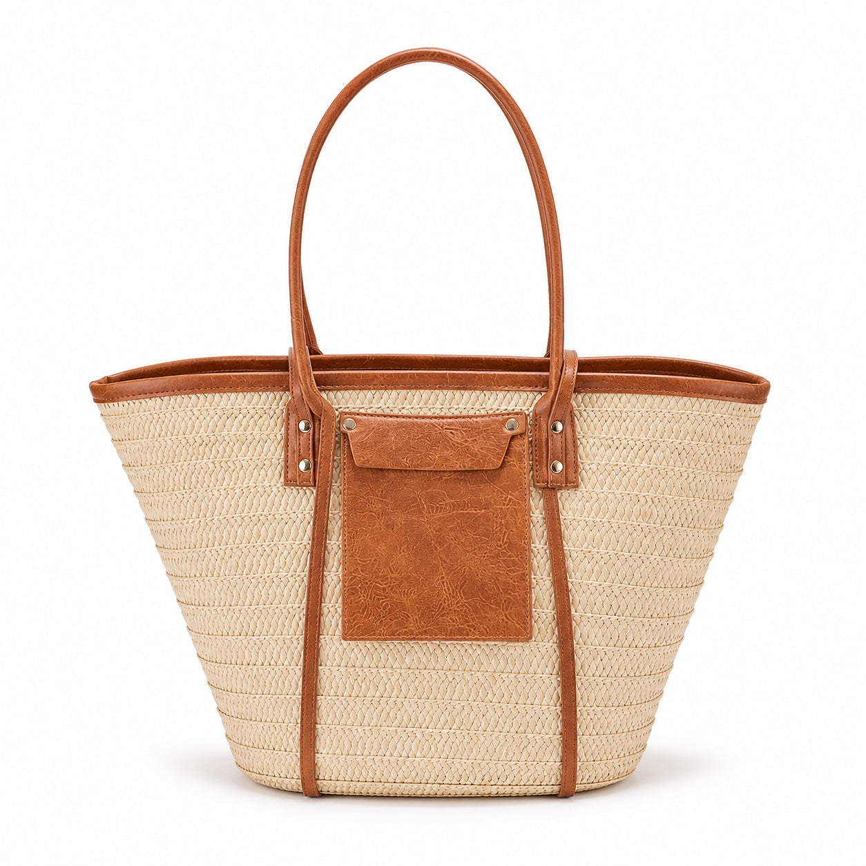 Lavagna - Straw Beach Tote, front view on white background