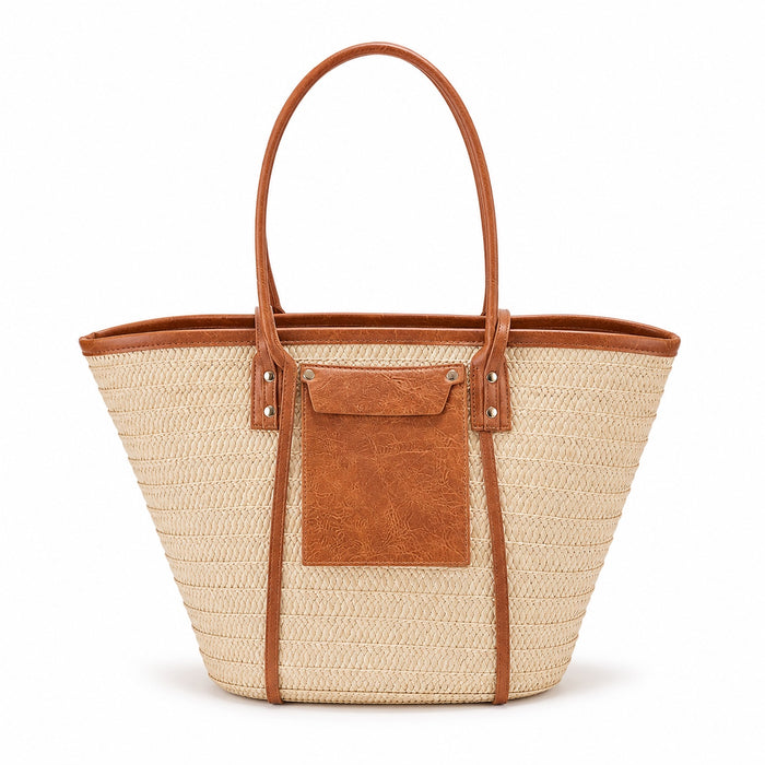 Lavagna - Straw Beach Tote, front view on white background