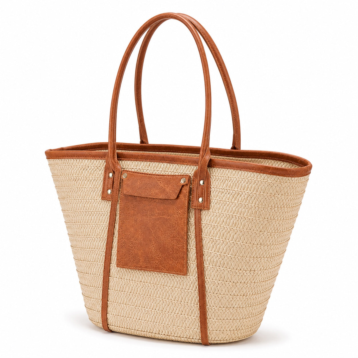 Lavagna - Straw Beach Tote, three-quarter front view