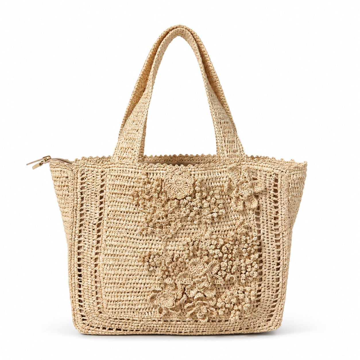 Lefkada - Raffia Tote Bag, front view on white background