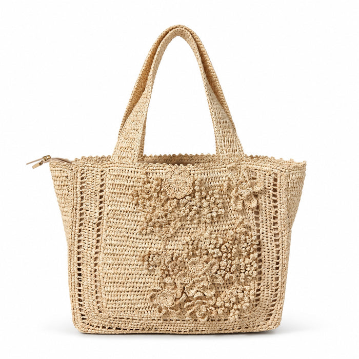 Lefkada - Raffia Tote Bag, front view on white background