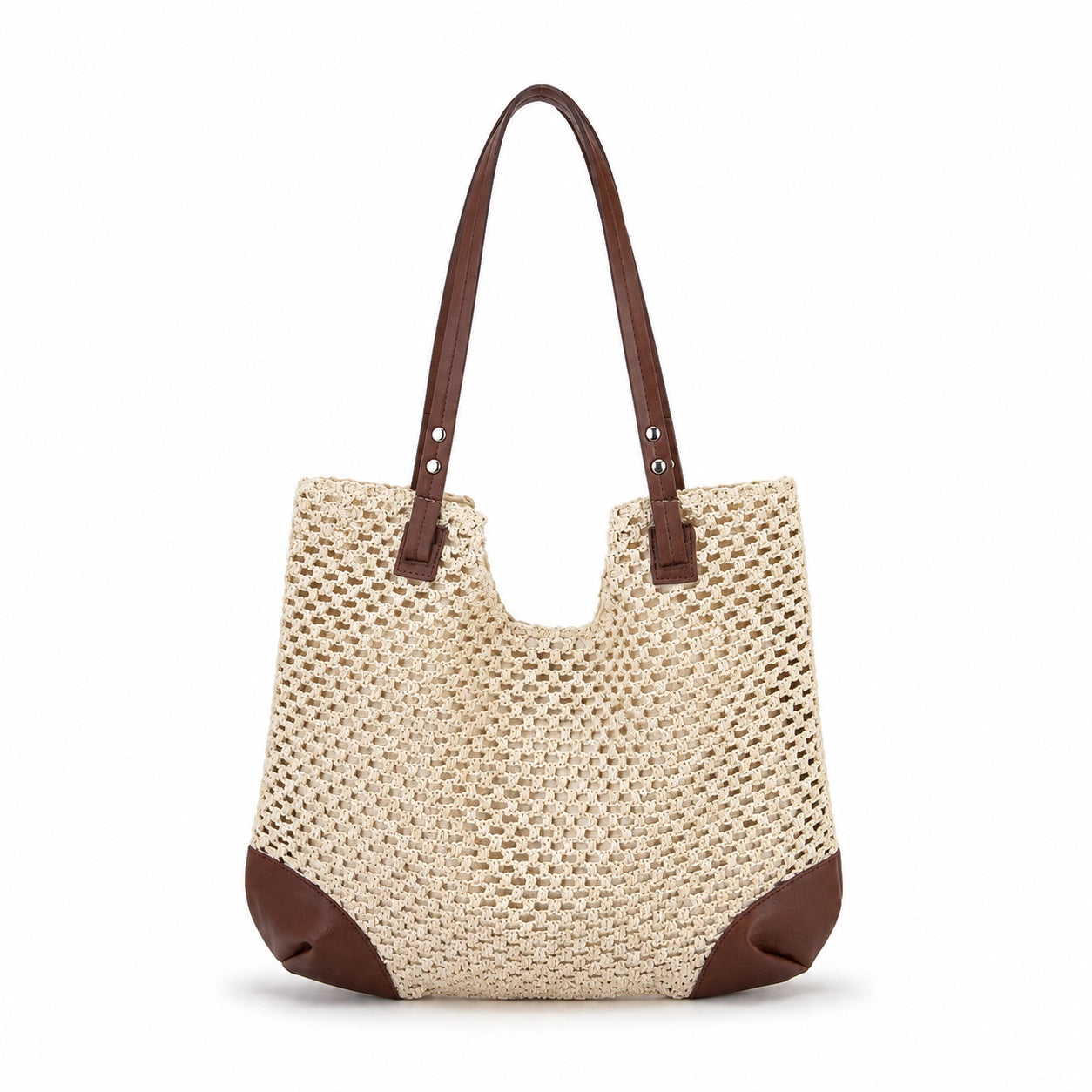 Lerici - Straw Shoulder Bag, front view on white background