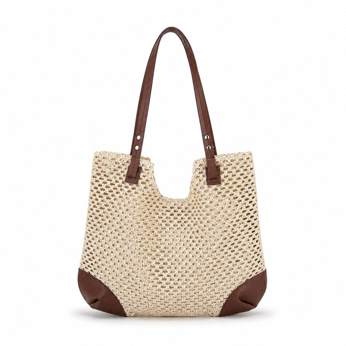 Lerici - Straw Shoulder Bag, front view on white background
