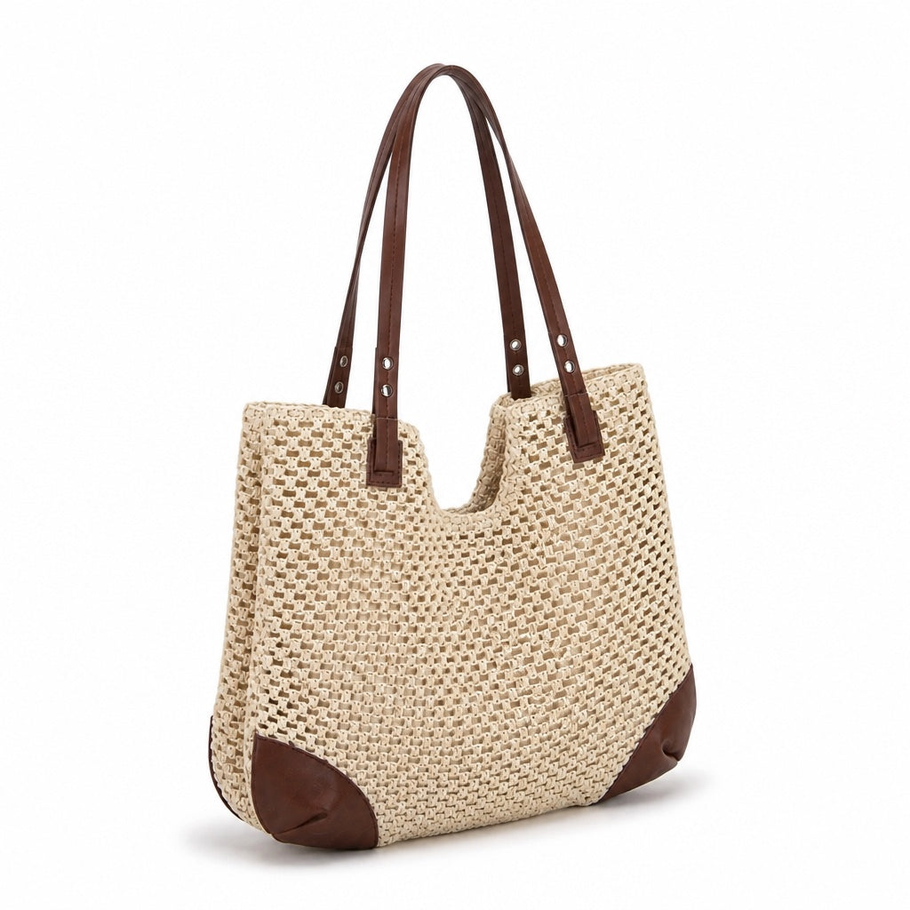 Lerici - Straw Shoulder Bag, three-quarter front view