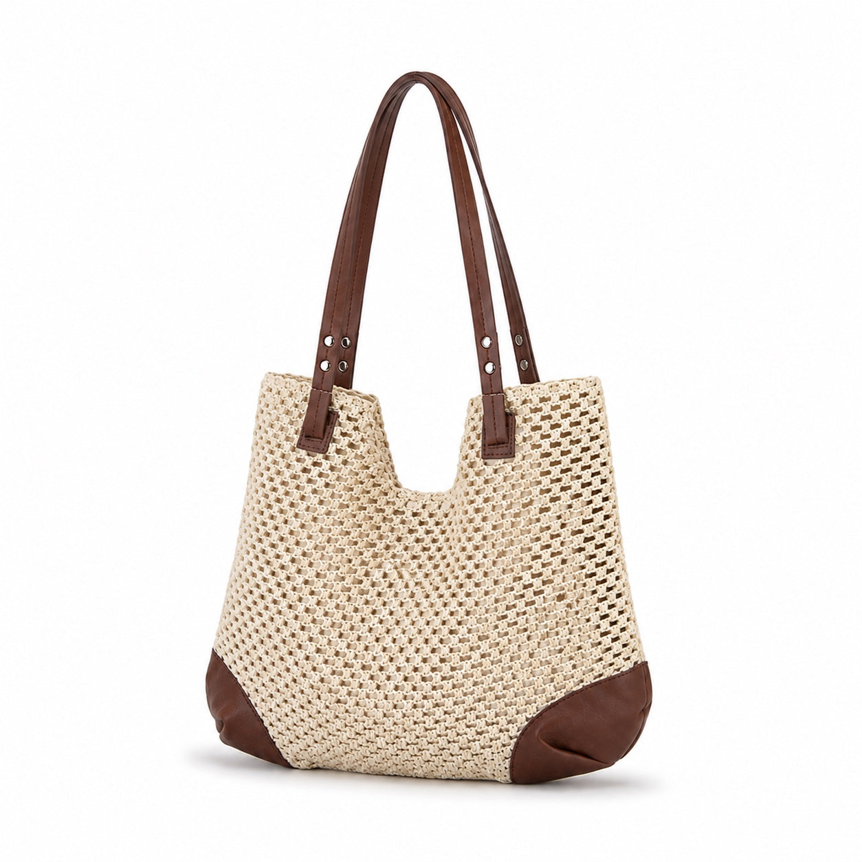 Lerici - Straw Shoulder Bag, three-quarter back view