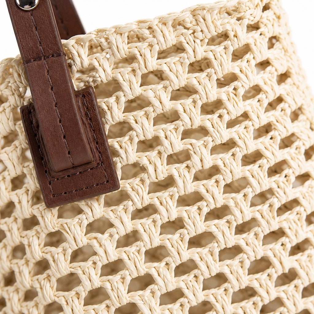 Lerici - Straw Shoulder Bag, close-up material detail
