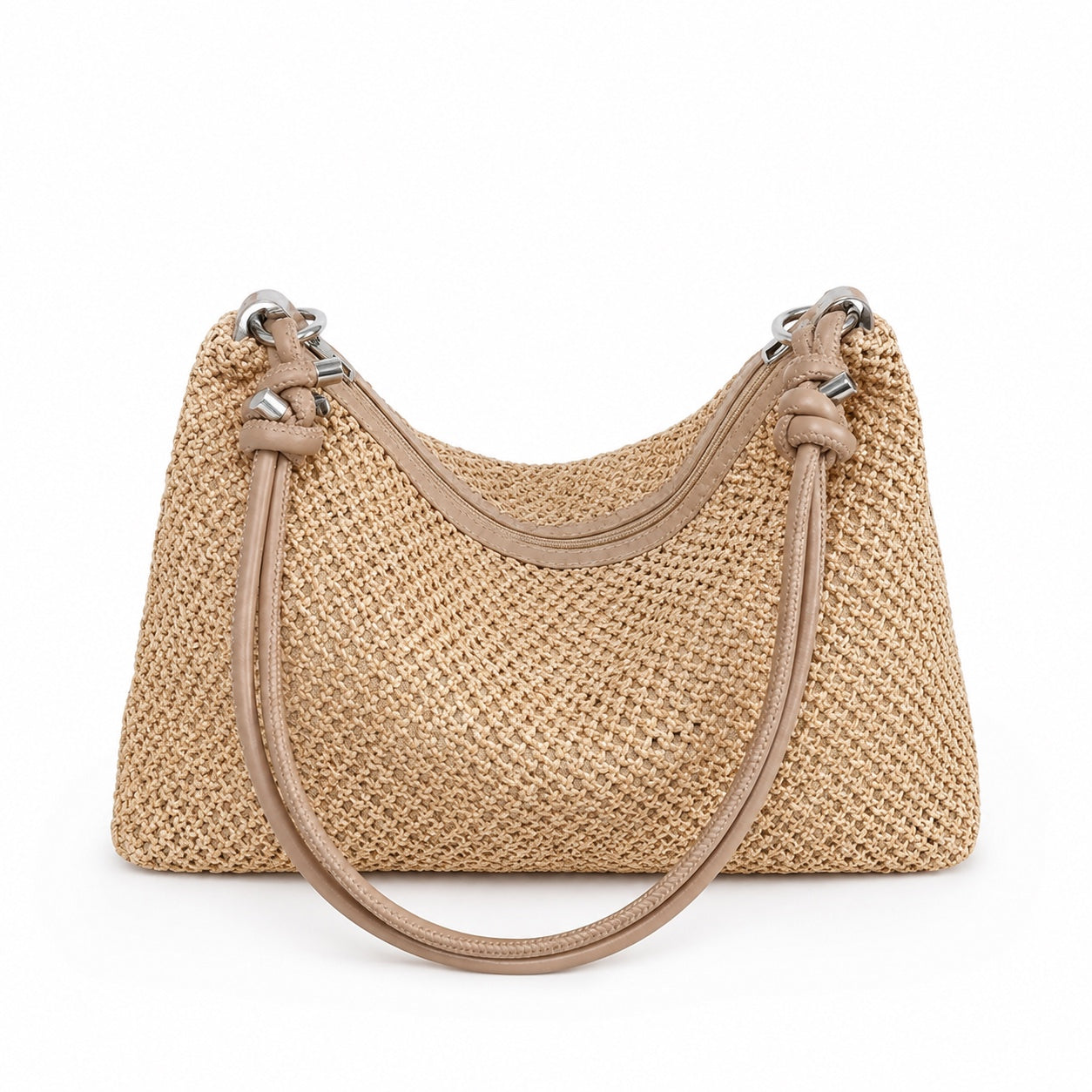 Lindos - Rattan Shoulder Bag, front view on white background