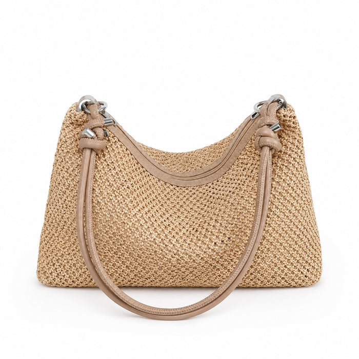 Lindos - Rattan Shoulder Bag, front view on white background