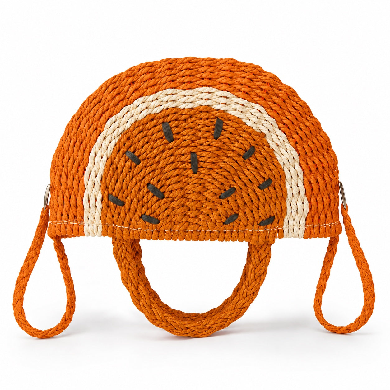 Lipari - Straw Crossbody Bag in Orange, front view