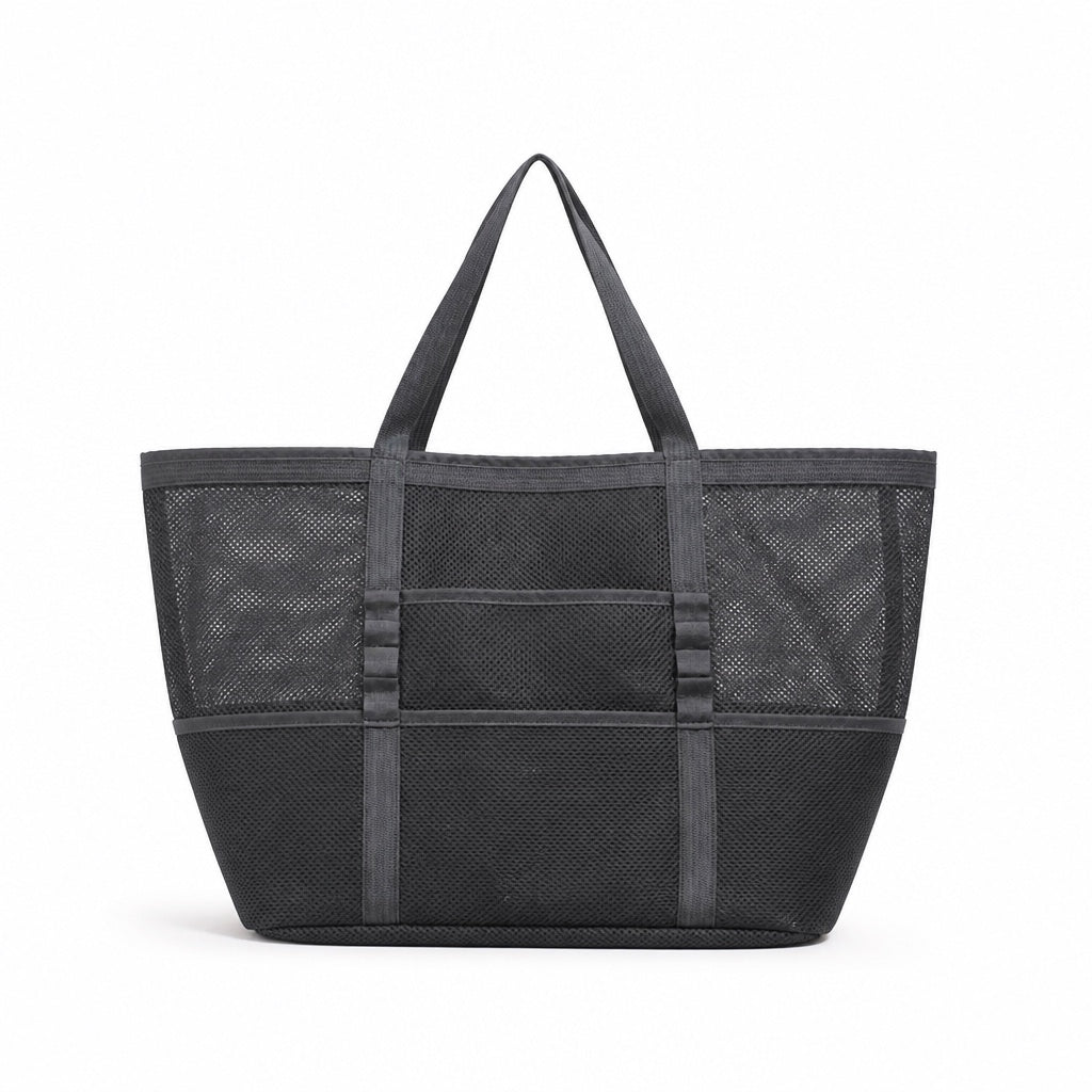 Maiori - Straw Beach Tote in Gray, front view