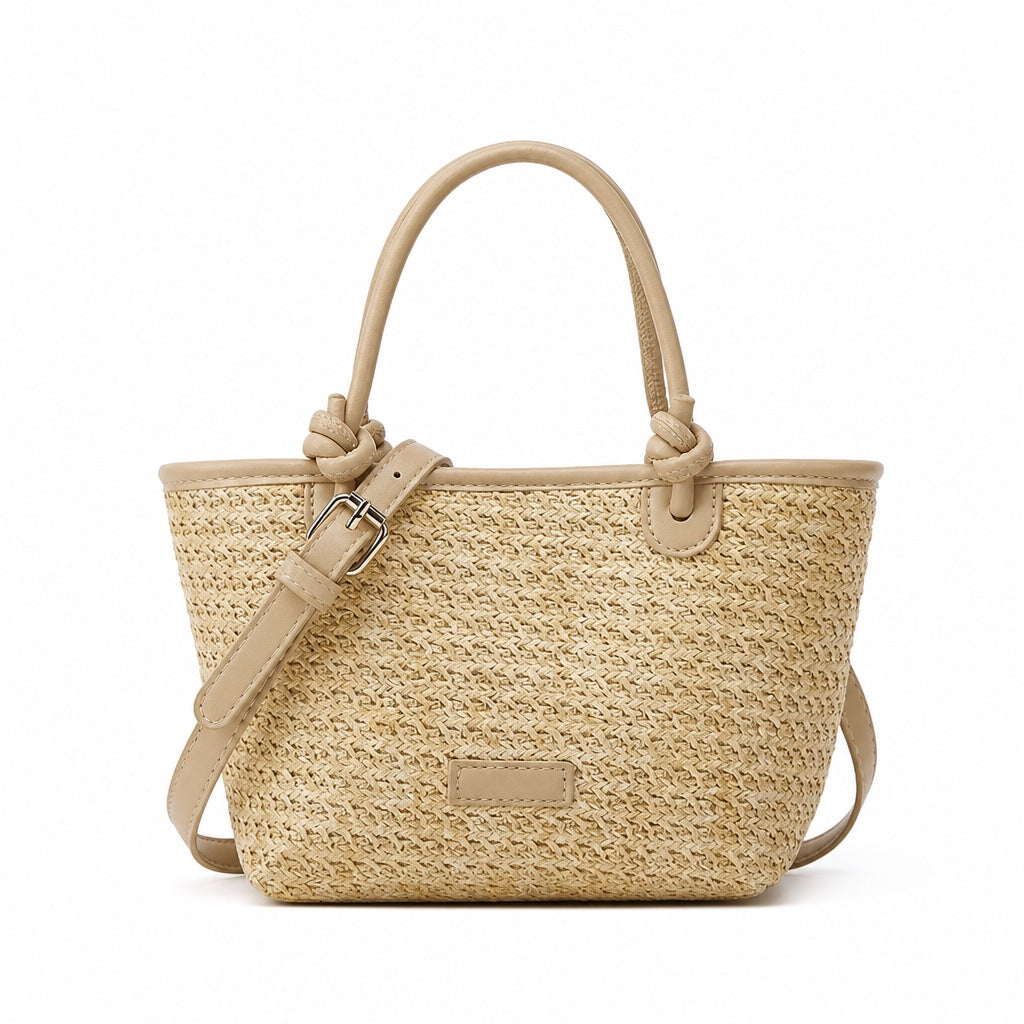 Makarska - Straw Crossbody Bag, front view on white background