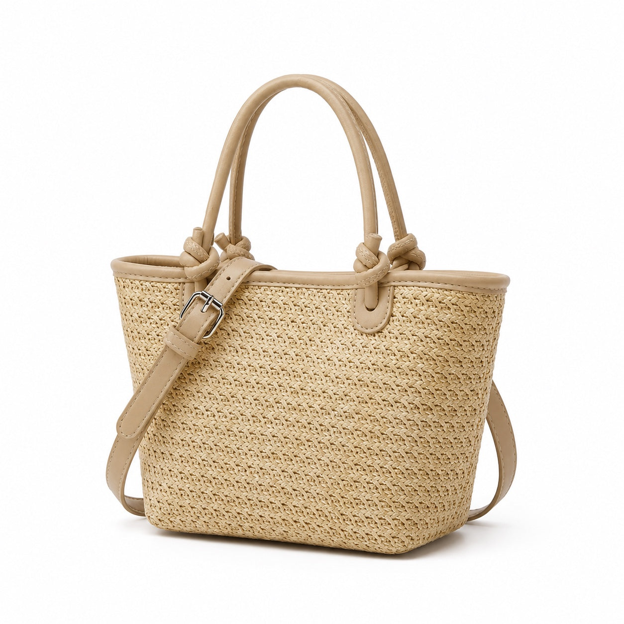 Makarska - Straw Crossbody Bag, three-quarter back view