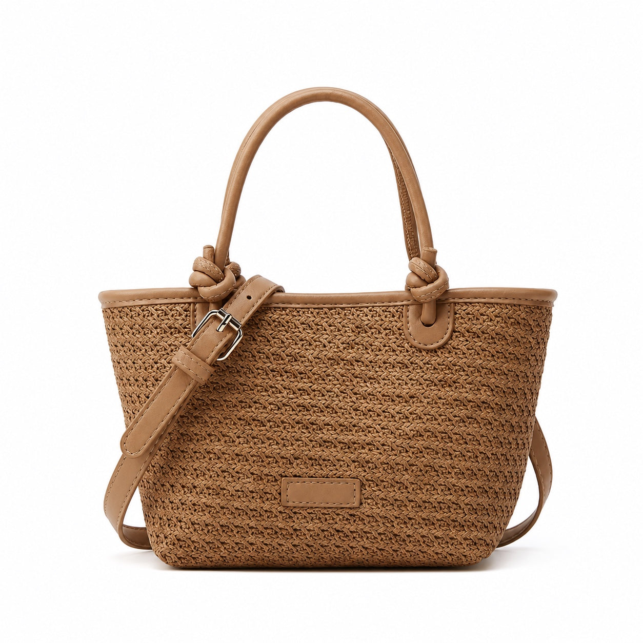 Makarska - Straw Crossbody Bag in light brown, front view