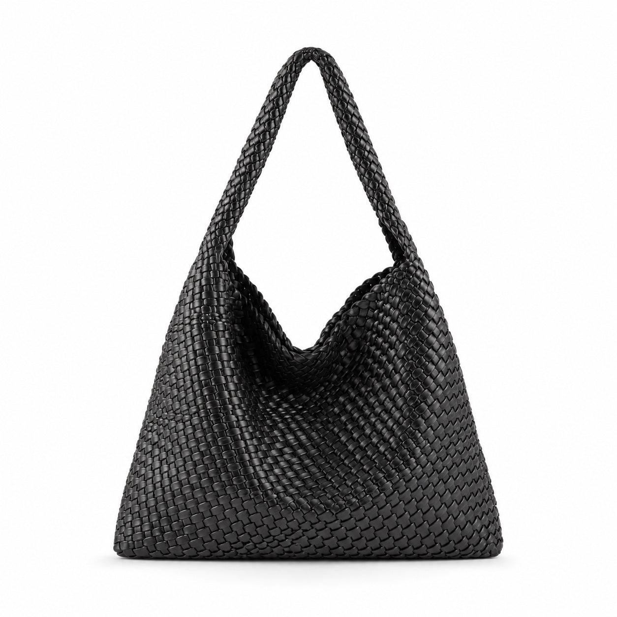 Manarola - Straw Tote Bag in Black, front view