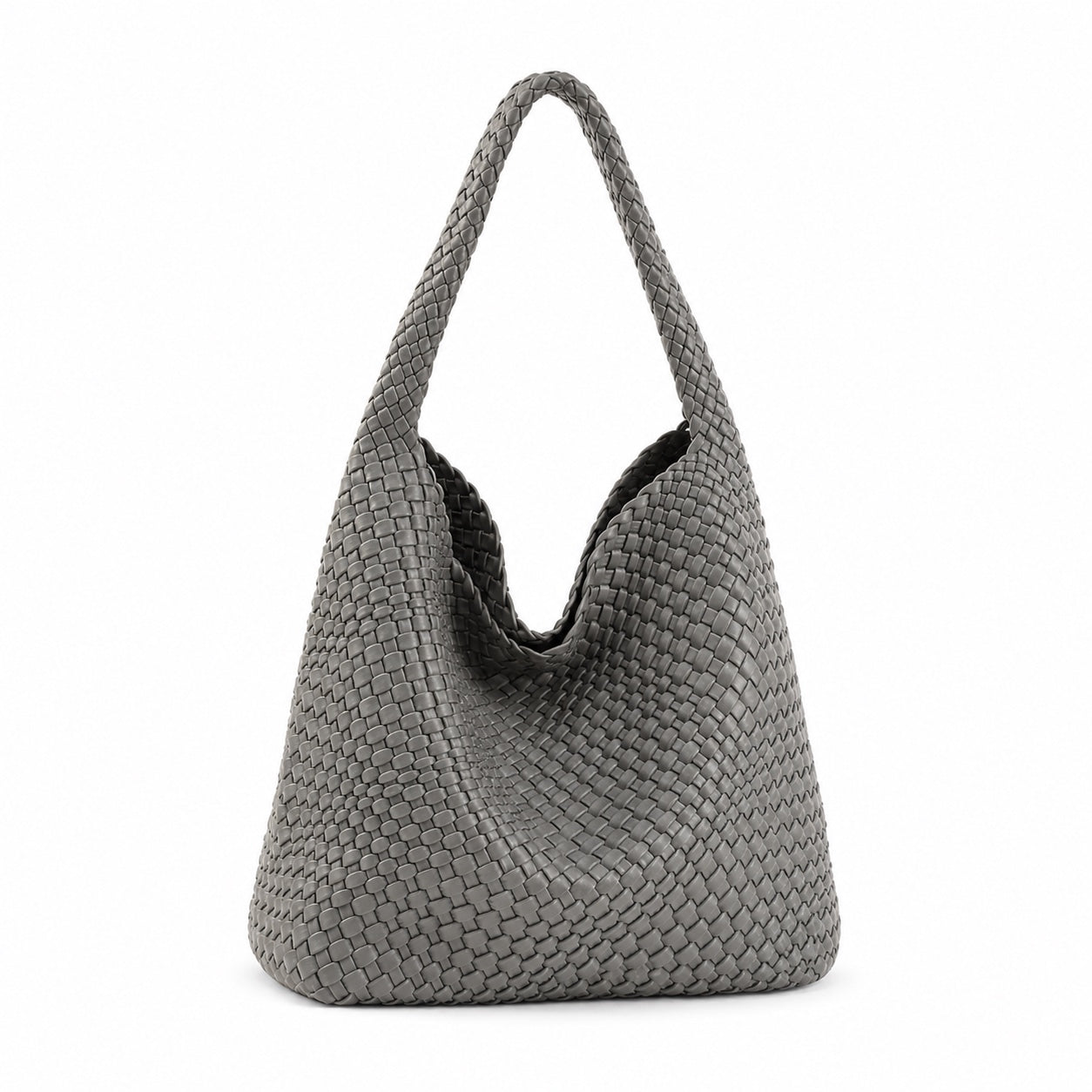 Manarola - Straw Tote Bag in Dark Gray, front view