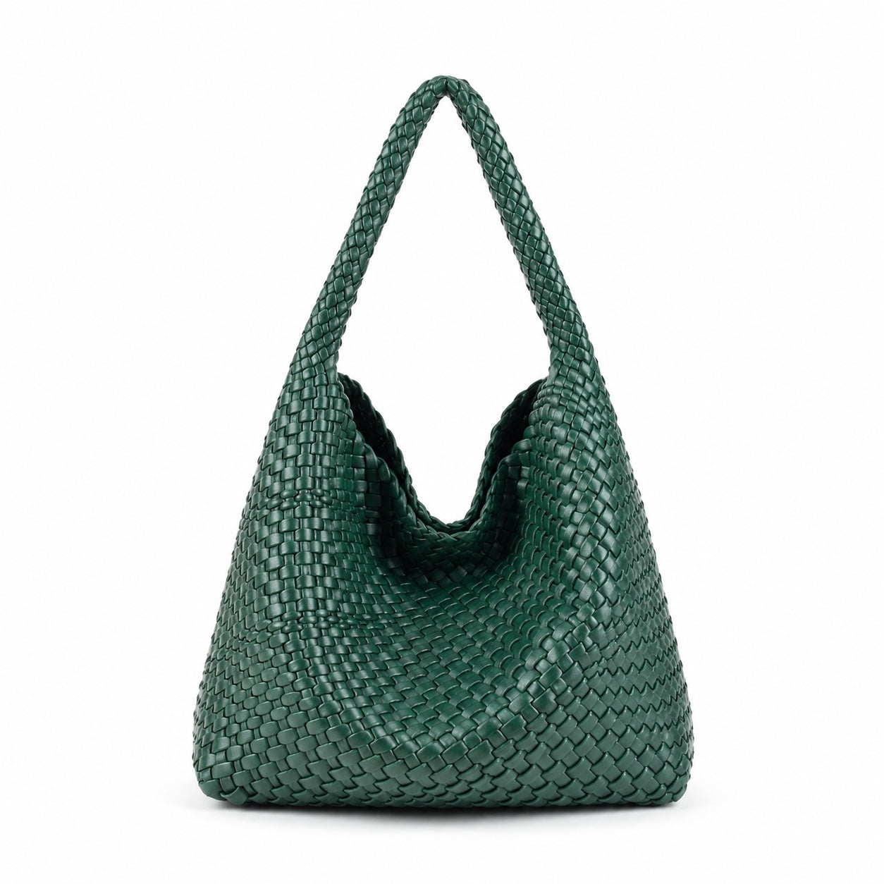 Manarola - Straw Tote Bag in Dark Green, front view