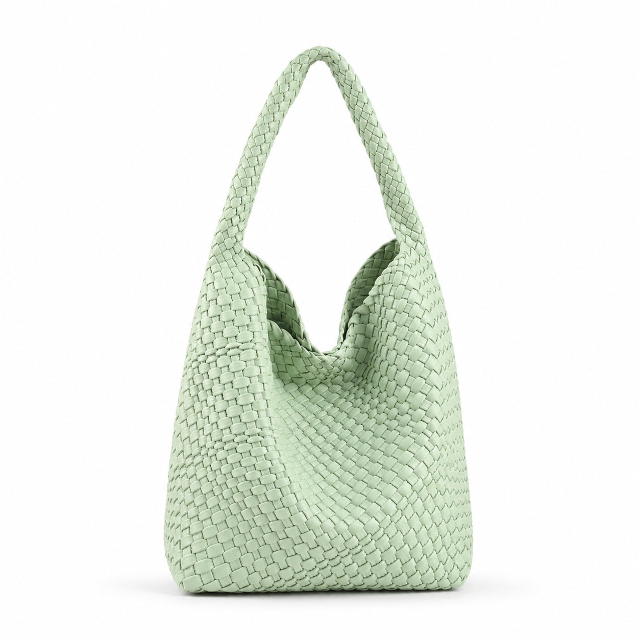 Manarola - Straw Tote Bag in Matcha Green, front view