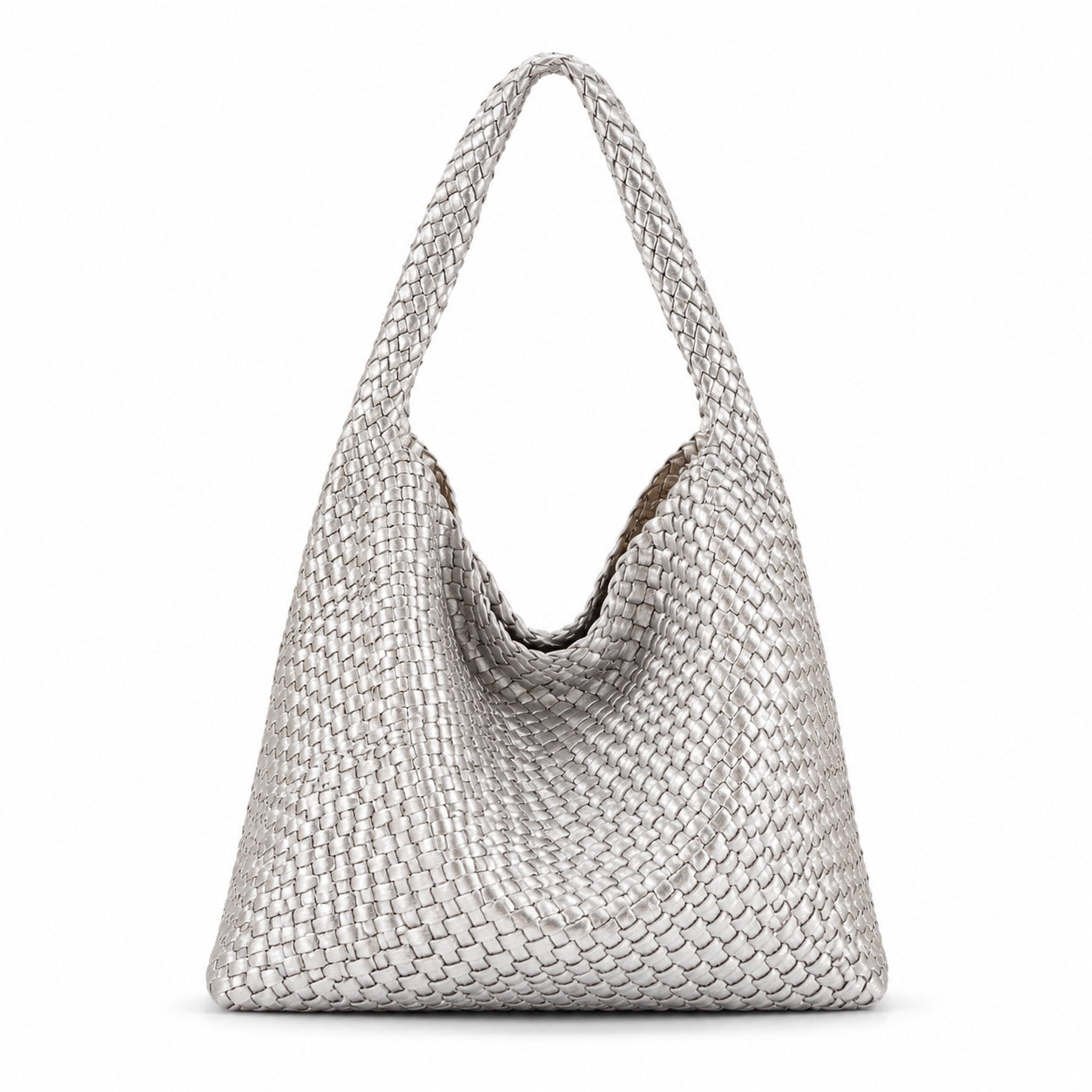 Manarola - Straw Tote Bag in Silver Gray, front view