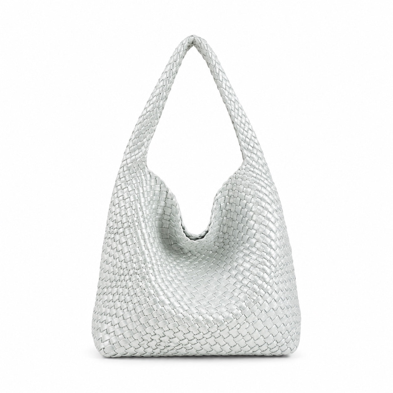 Manarola - Straw Tote Bag in Silver, front view