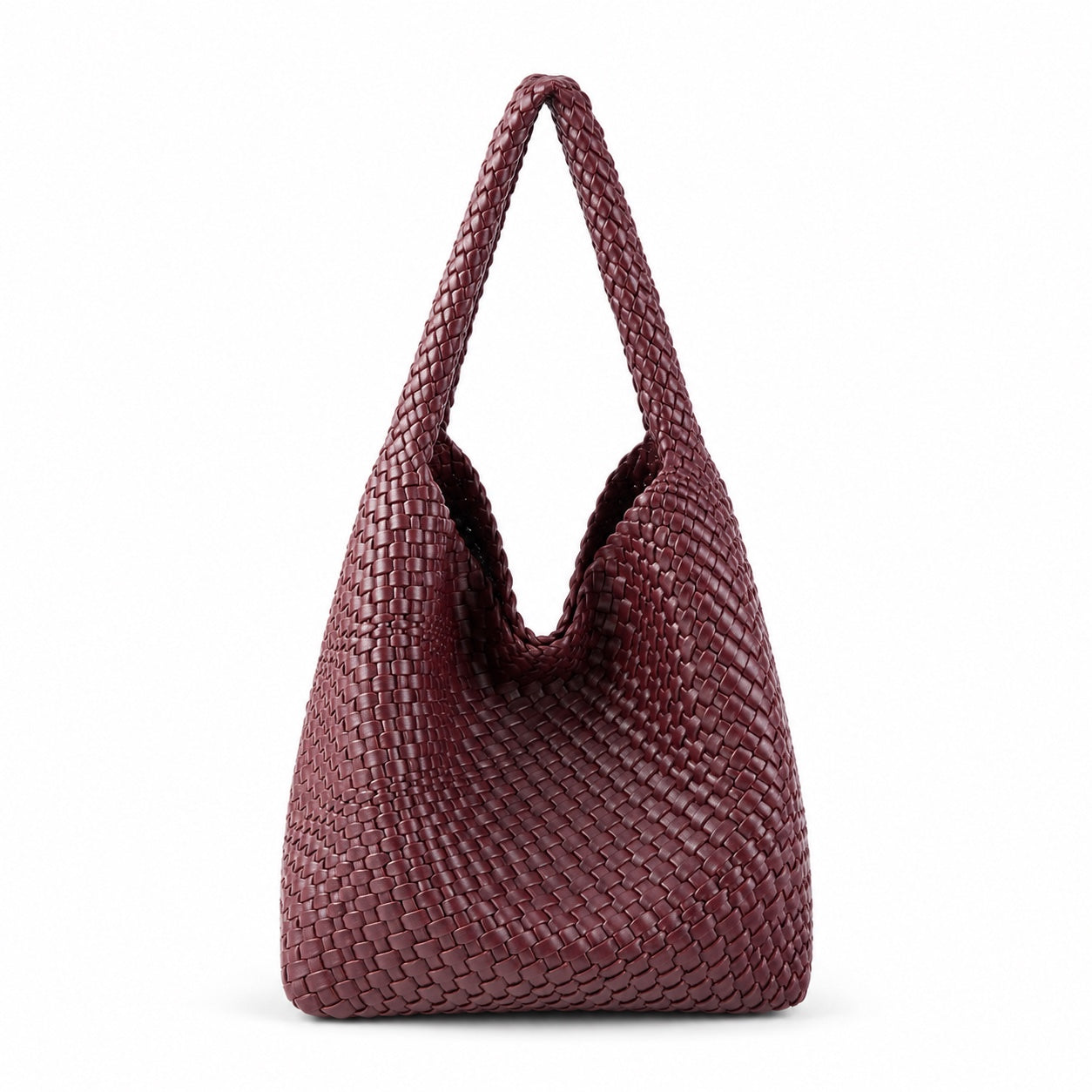 Manarola - Straw Tote Bag in Wine Red, front view