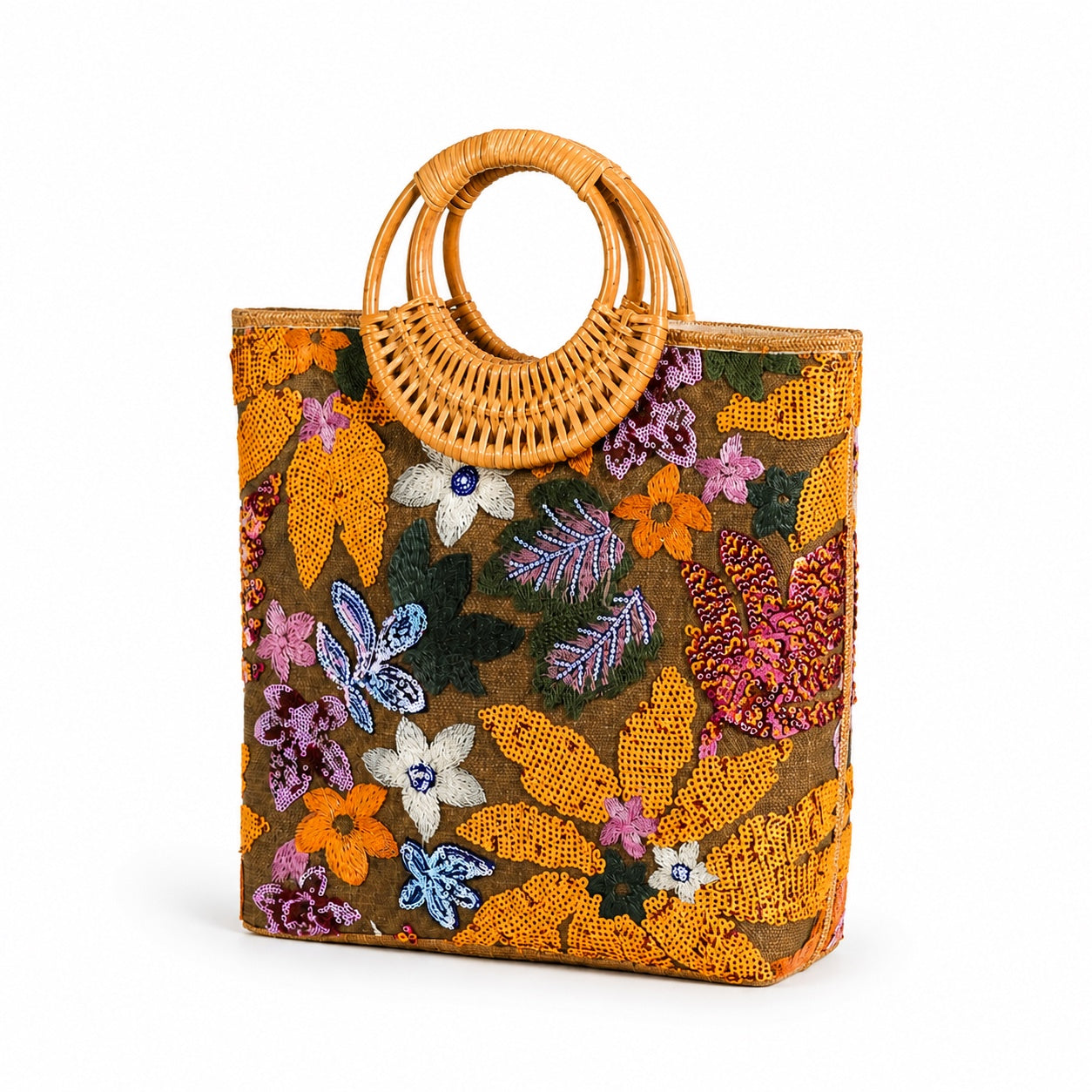 Marbella - Rattan Handbag, three-quarter back view