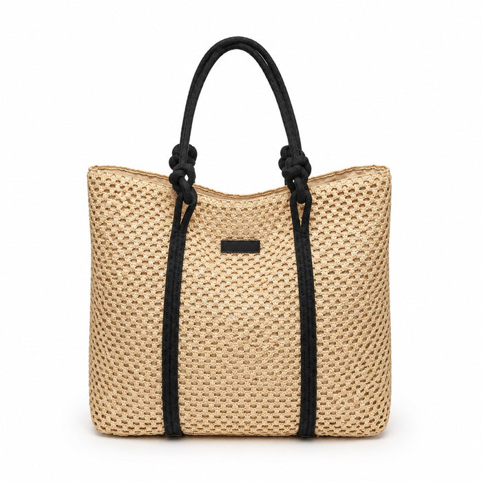 Marzamemi - Straw Beach Tote, front view on white background