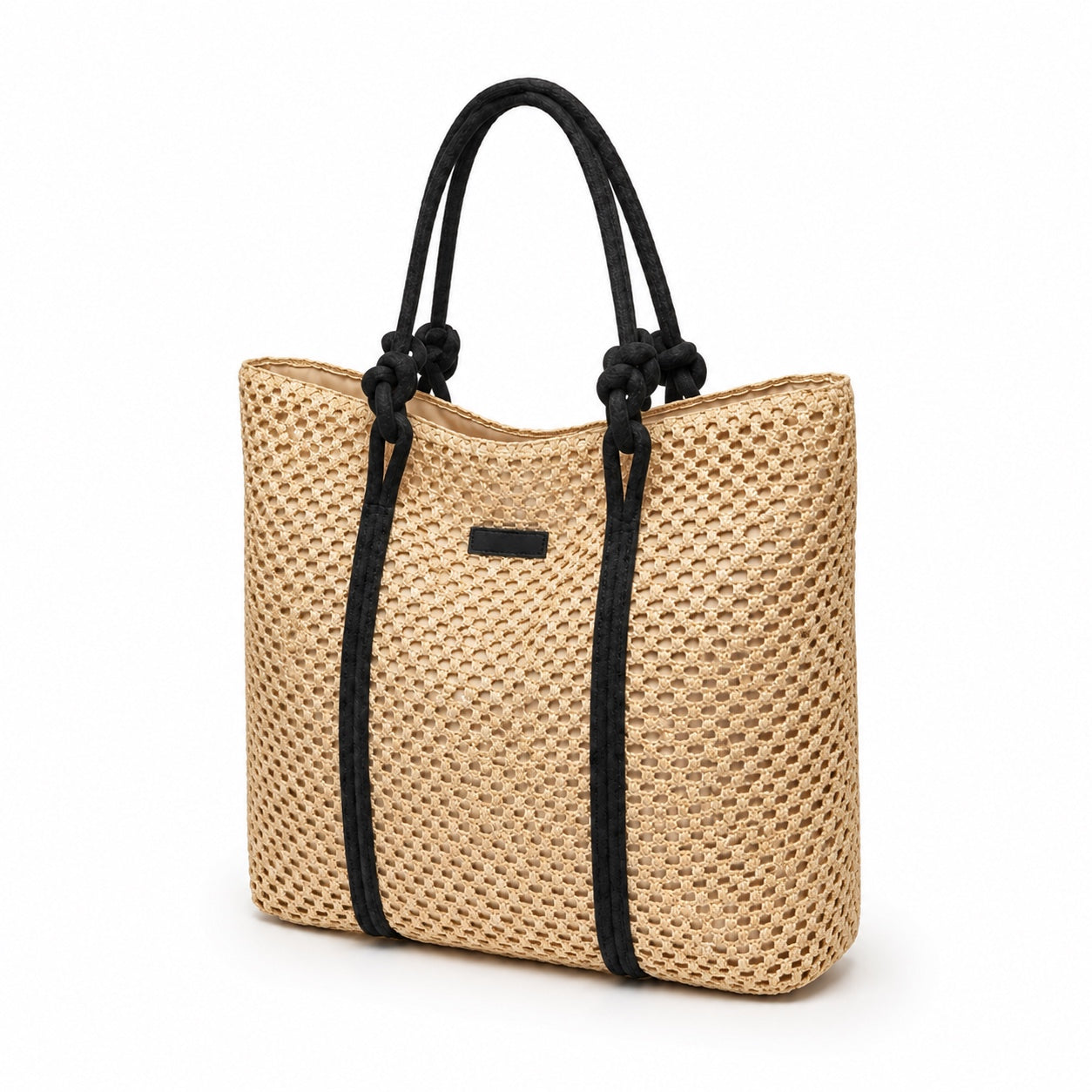 Marzamemi - Straw Beach Tote, three-quarter front view