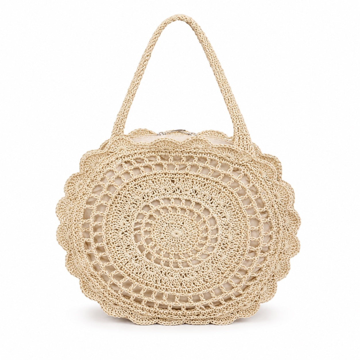Masua - Round Rattan Bag, front view on white background