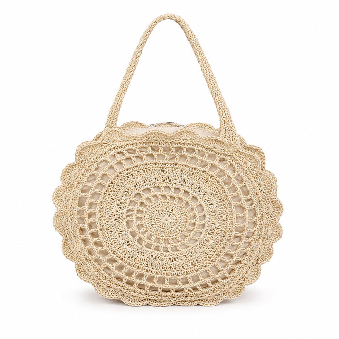 Masua - Round Rattan Bag, front view on white background
