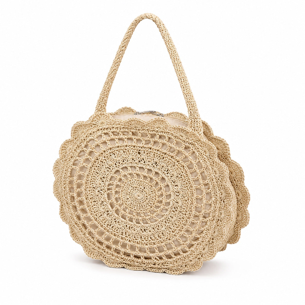 Masua - Round Rattan Bag, three-quarter front view