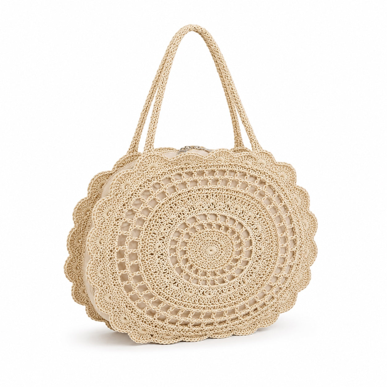 Masua - Round Rattan Bag, three-quarter back view