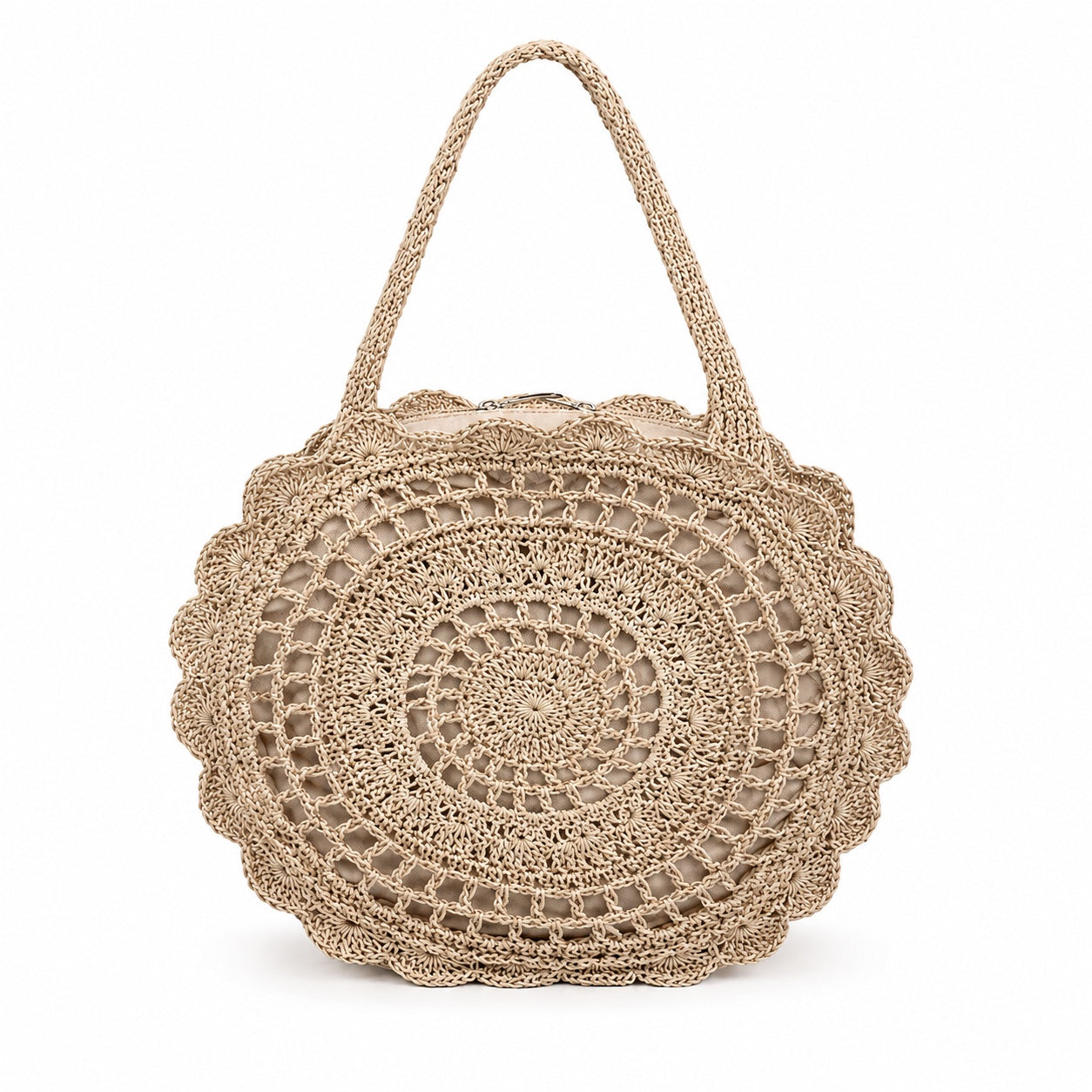 Masua - Round Rattan Bag in beige, front view