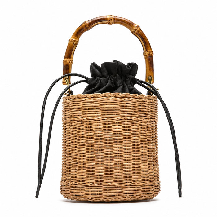 Menton - Rattan Bucket Bag, front view on white background