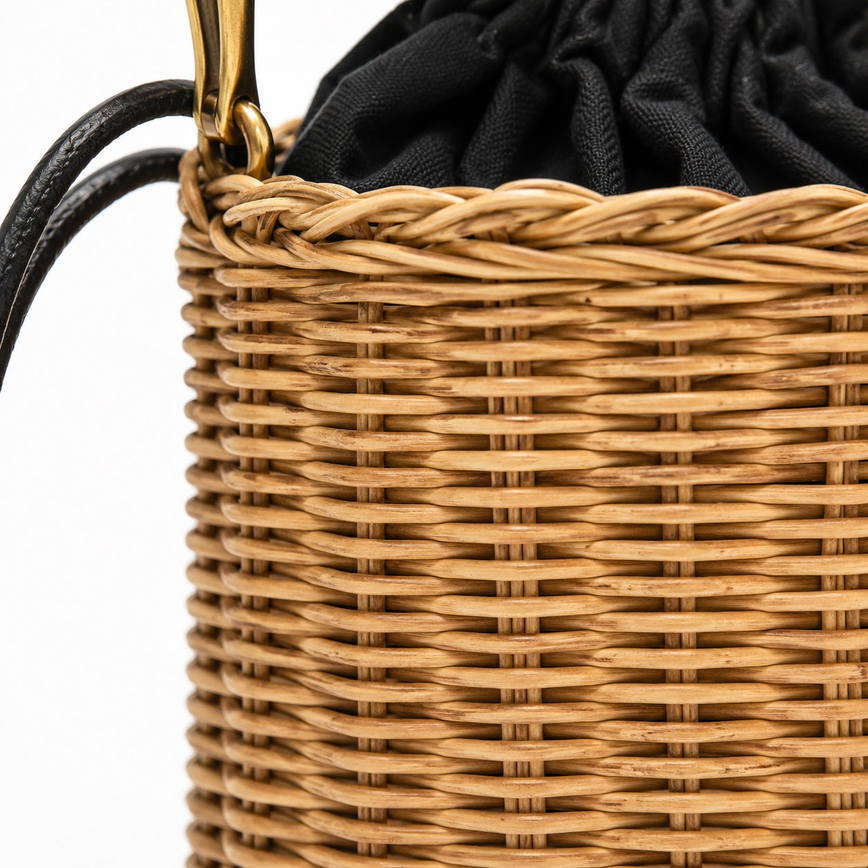 Menton - Rattan Bucket Bag, close-up material detail