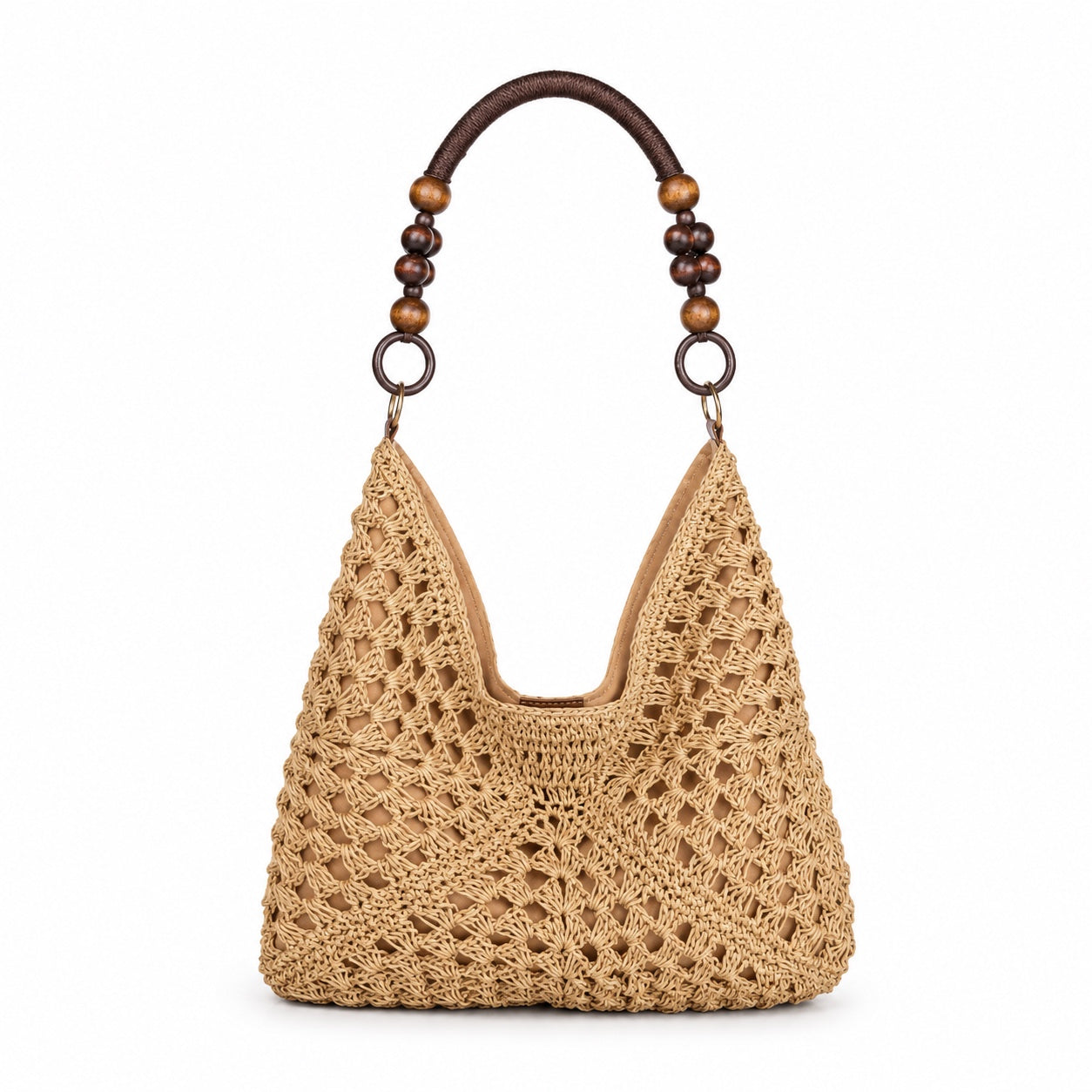 Methoni - Straw Tote Bag, front view on white background