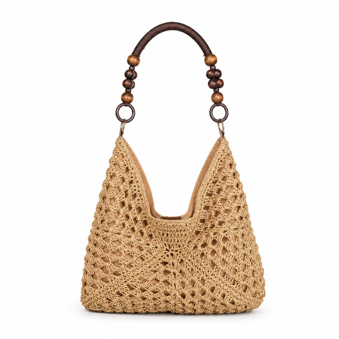 Methoni - Straw Tote Bag, front view on white background