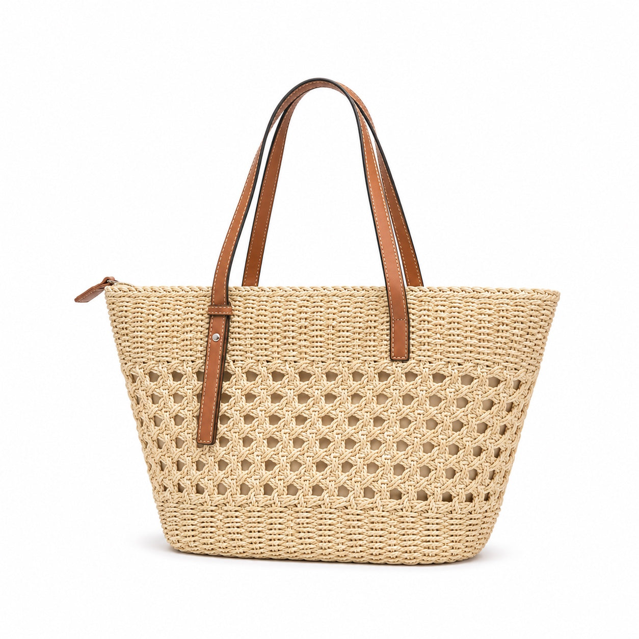 Moneglia - Rattan Tote Bag, three-quarter back view